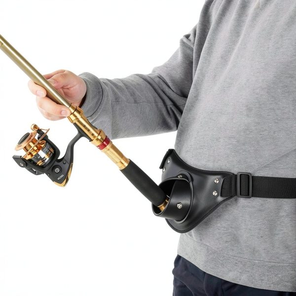 Cyrankngkg Fishing Belt Adjustable PU Leather Rod Holder for Men-1