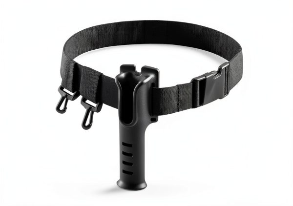 Timsec Adjustable Fishing Waist Belt and Rod Holder Black Nylon-2