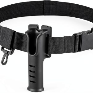 Timsec Adjustable Fishing Waist Belt and Rod Holder Black Nylon-0