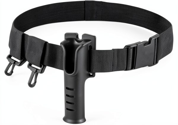 Timsec Adjustable Fishing Waist Belt and Rod Holder Black Nylon-0
