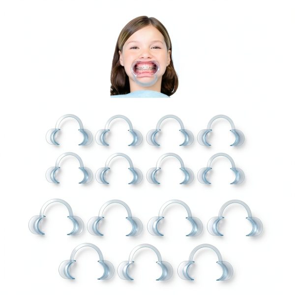 Clear Blue C-Shape Dental Cheek Retractor Set of 15 for Teeth-0